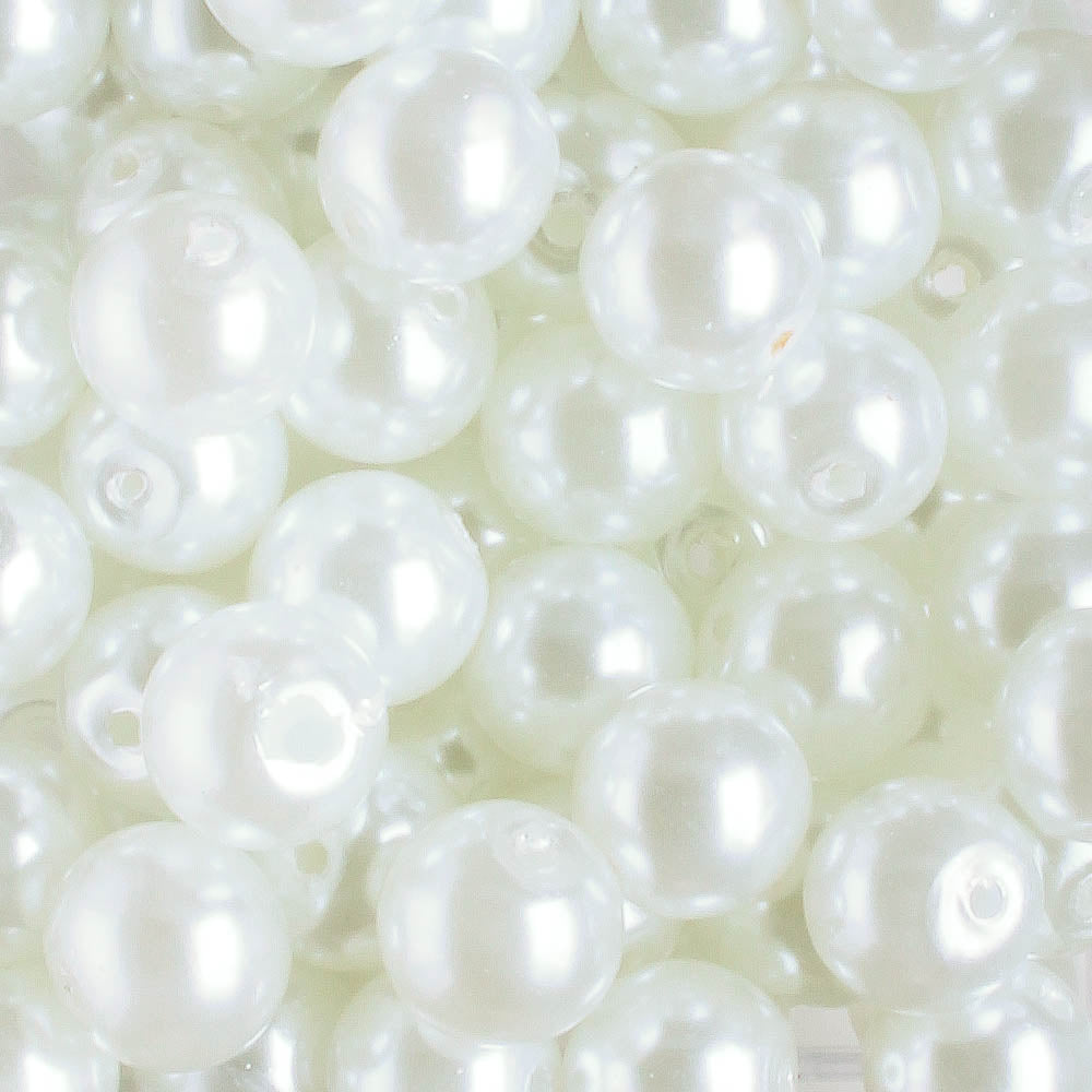 6mm Round Glass Pearl - White