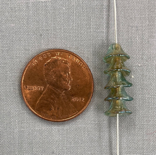 4x6mm Bell Flower - Teal/Brown Luster - qty 25