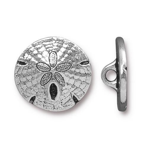 Sand Dollar Button - Antique Silver