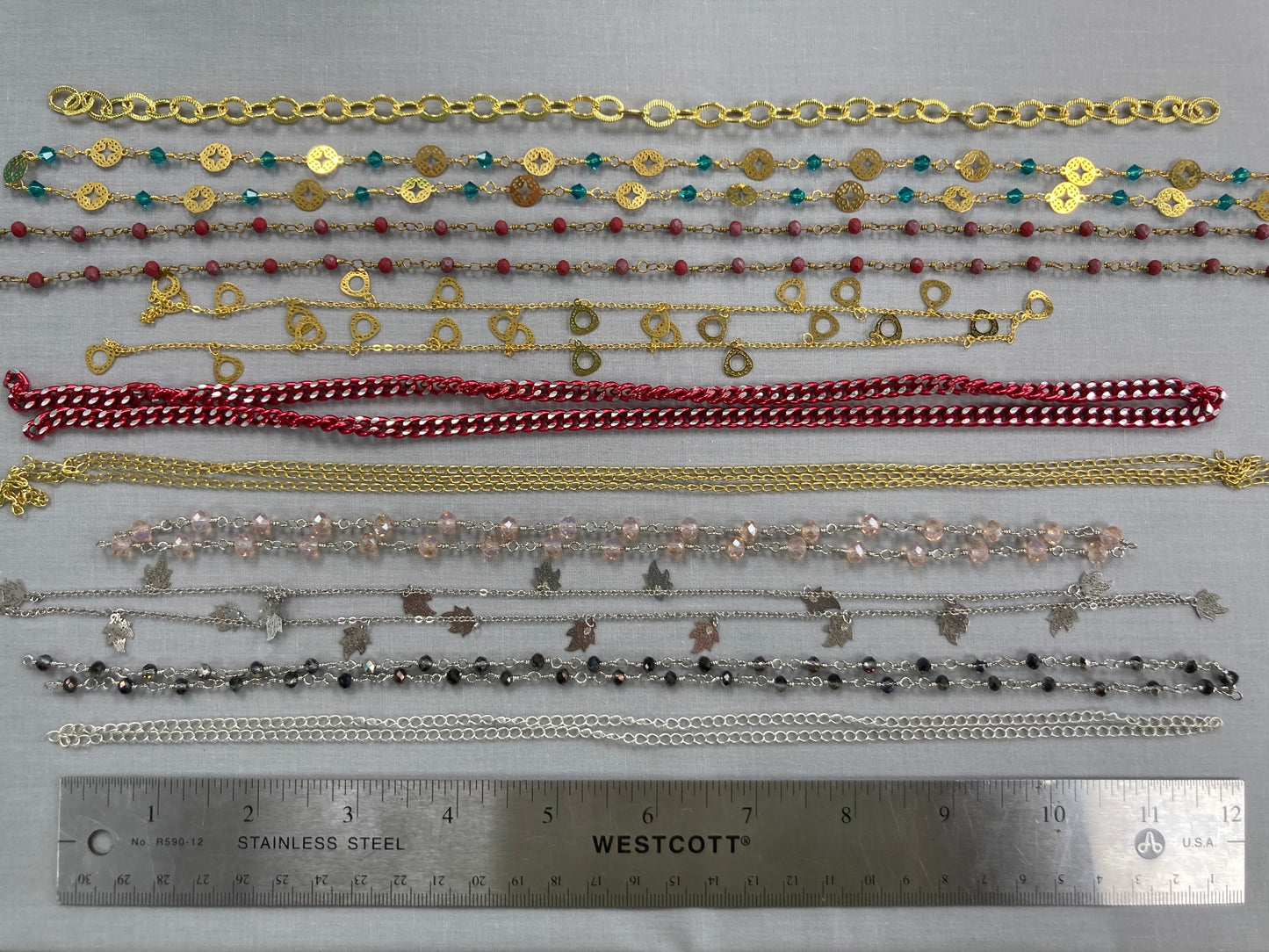 Assorted Chain - at least 12" long - 10 pieces
