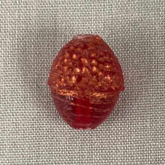 Czech Glass Acorn Bead - Ruby Red with Copper - each