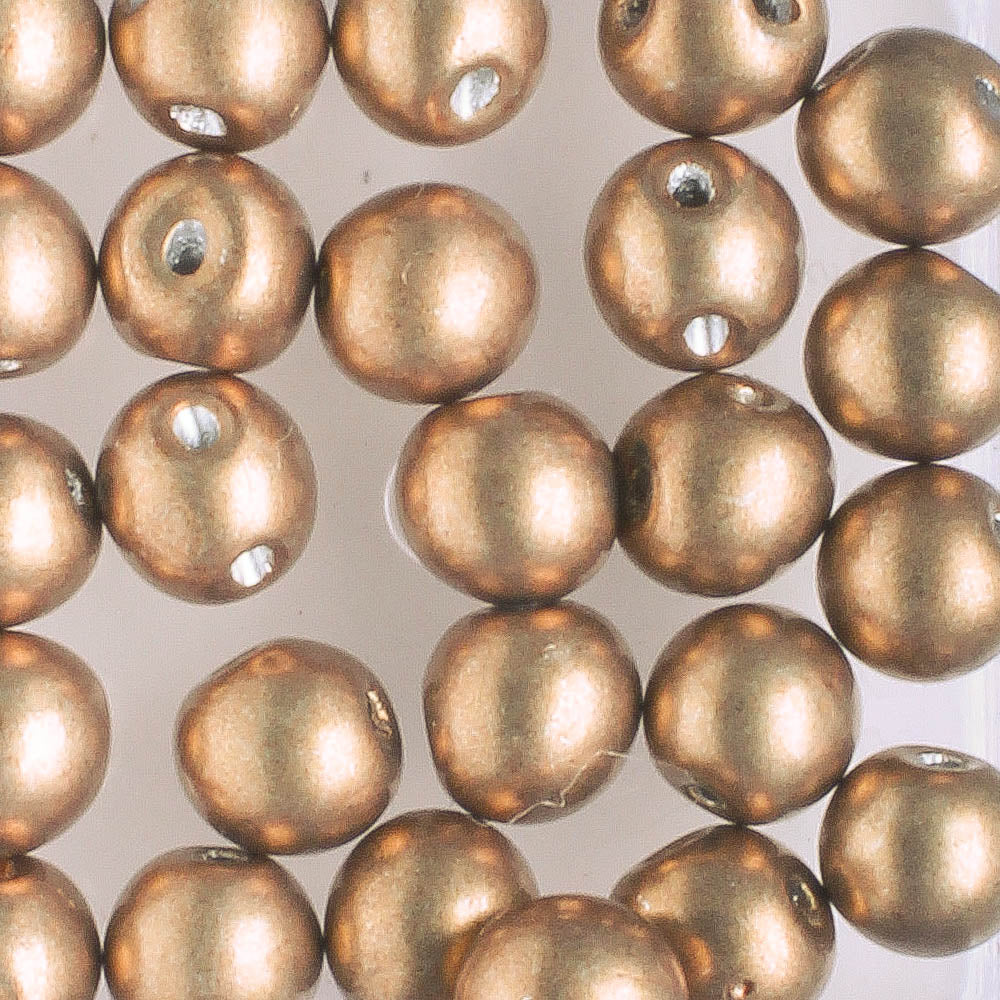 Top Hole 6mm Saturated Metallic Taupe - 25 beads