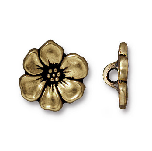 Apple Blossom Button - Brass Oxide