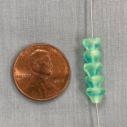 5x6mm Bell Flower - Aqua/Yellow- qty 25