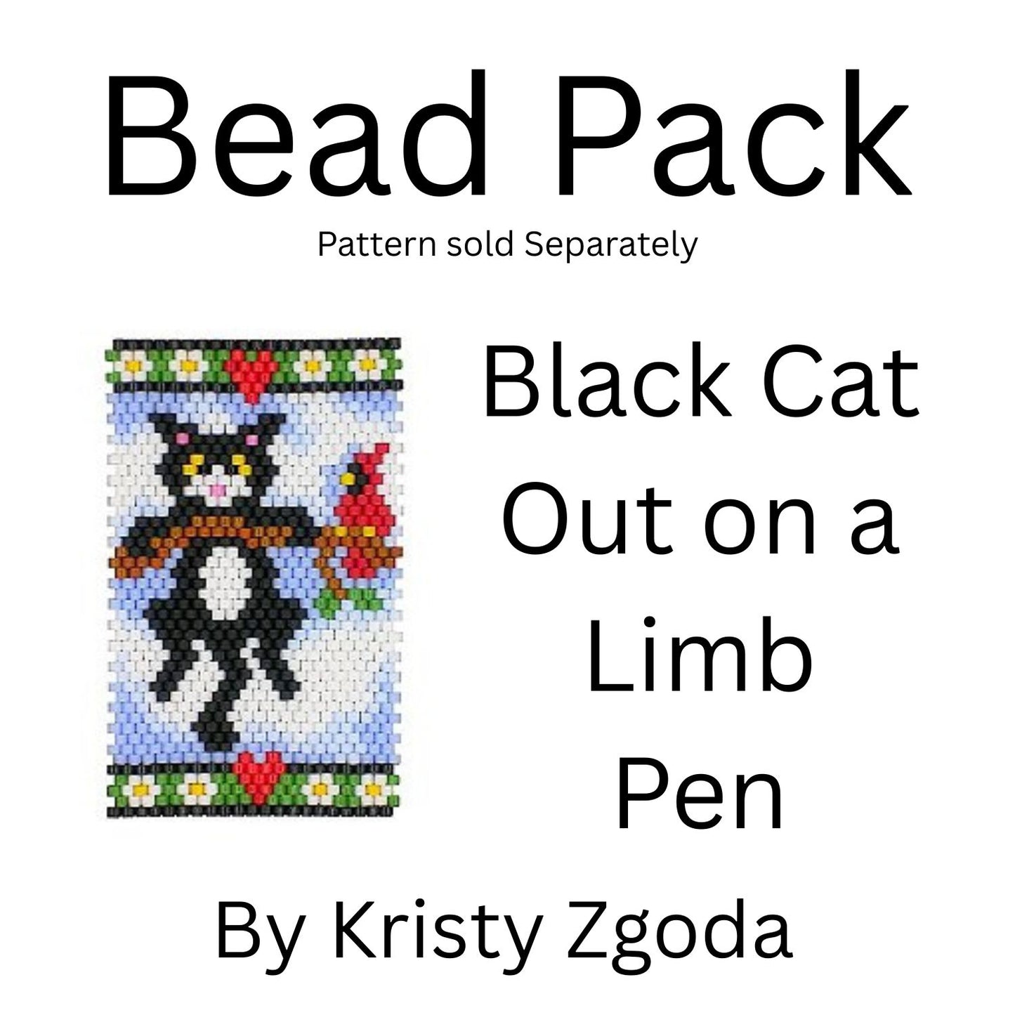 Black Cat Out on a Limb Pen Bead Pack