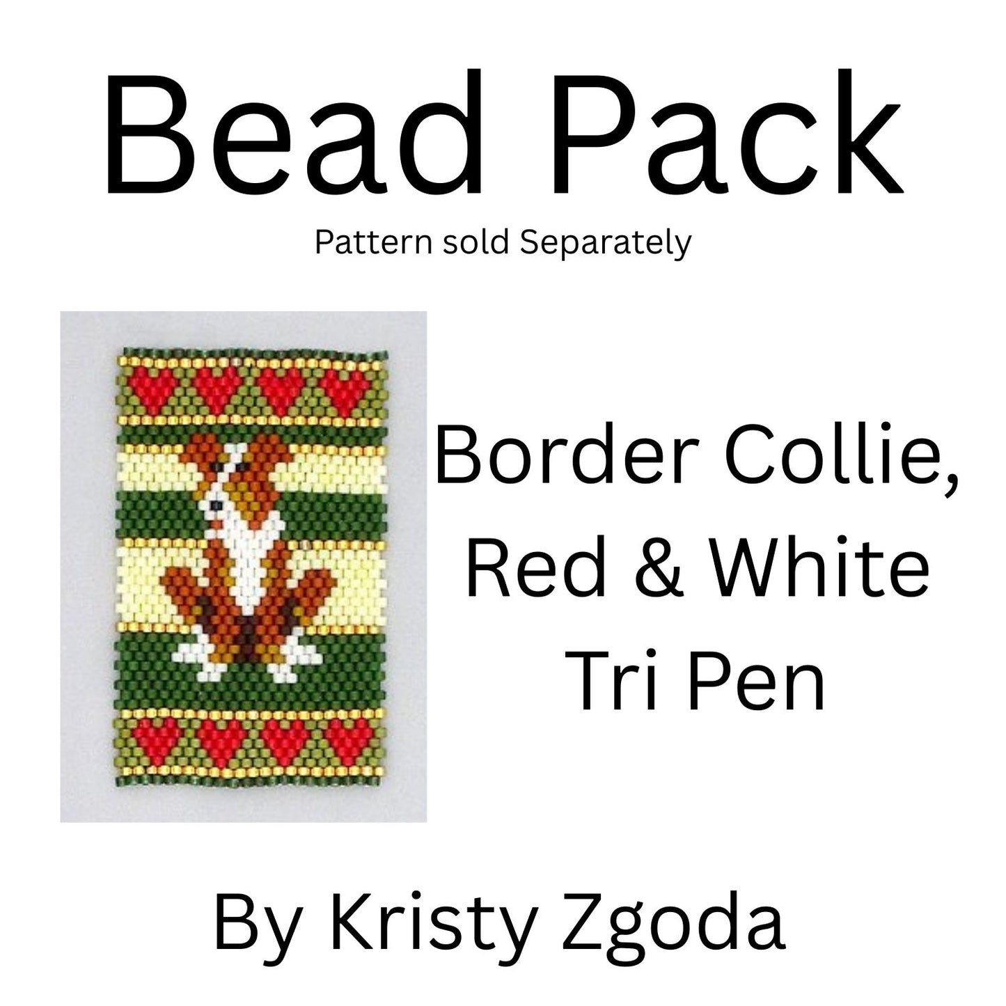 Border Collie, Red & White Tri Pen Bead Pack
