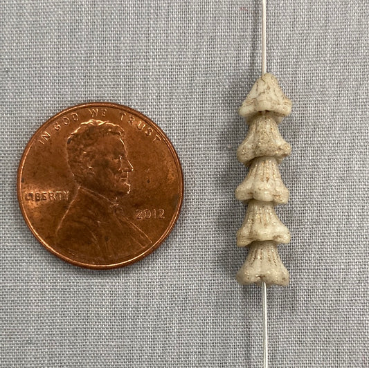 5x6mm Bell Flowers - Ivory and Gold with Etched Finish - qty 30