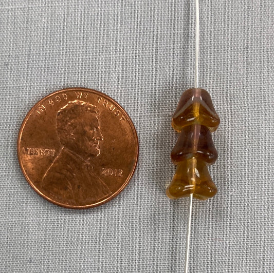 5x8mm Bell Flower - Amber with Turquoise - qty 25