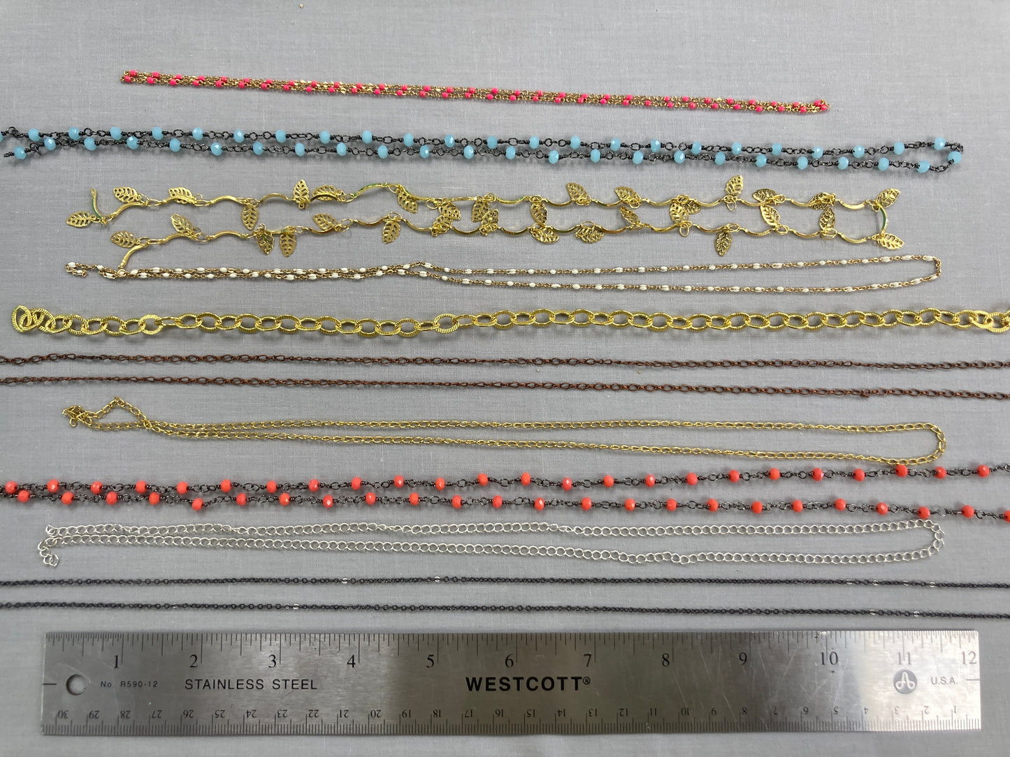 Assorted Chain - at least 12" long - 10 pieces