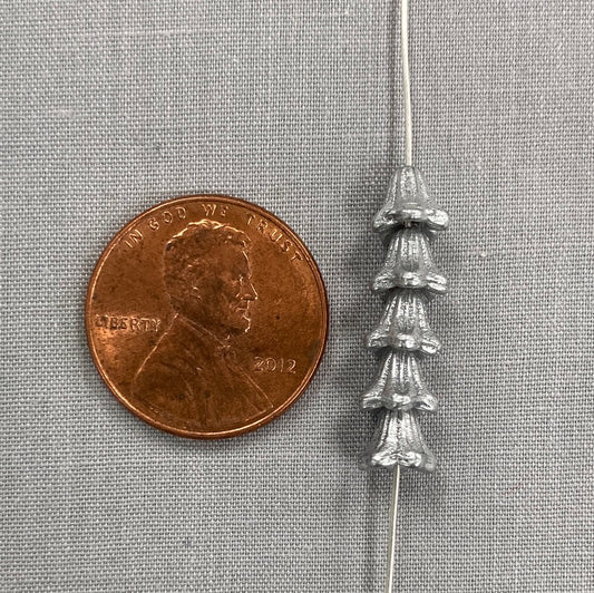 5x6mm Bell Flower - Silver - qty 25