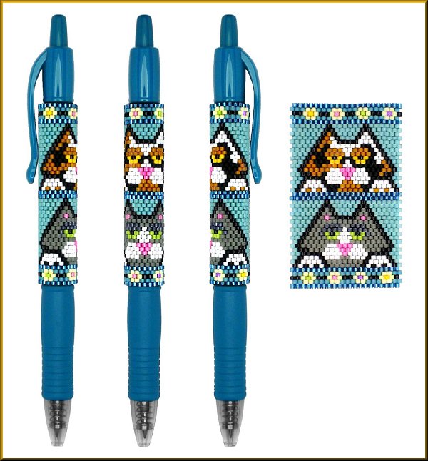 Double Trouble Cat in Blue Pen Wrap Pattern - PDF