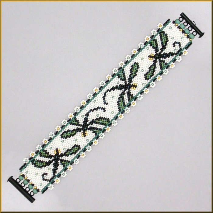 Dragonfly Mint Chip Floral Bracelet Pattern - PDF