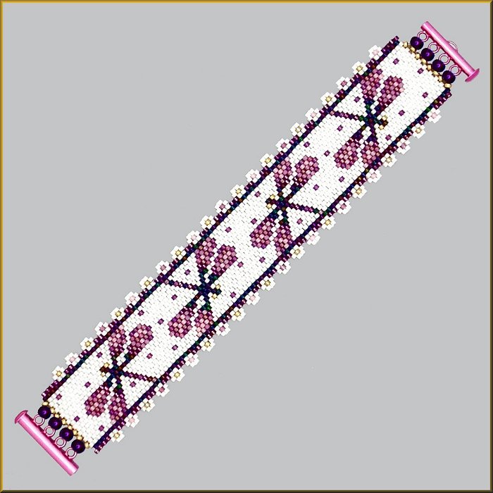 Dragonfly Berries and Cream Bracelet Pattern - PDF