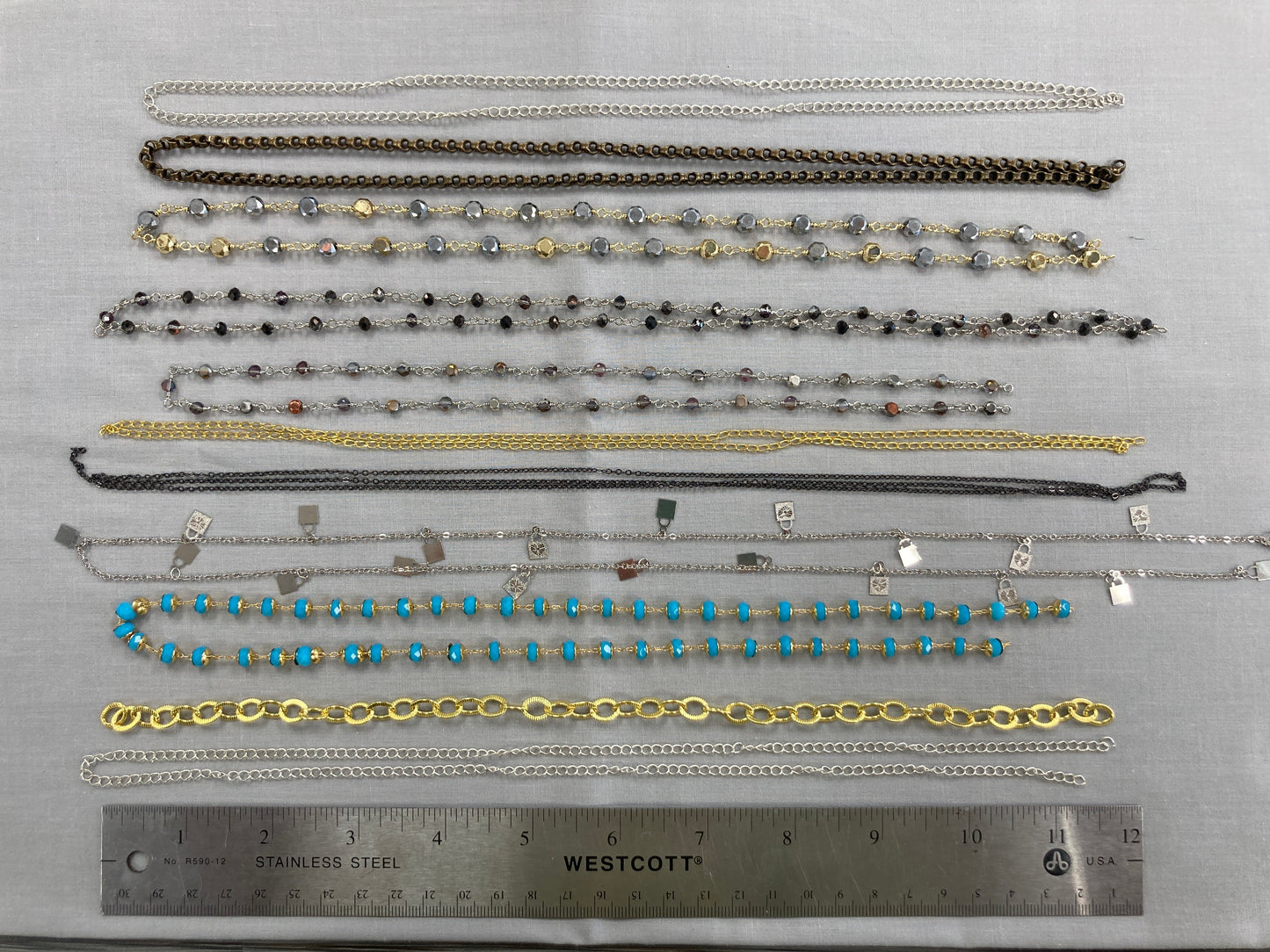 Assorted Chain - at least 12" long - 10 pieces
