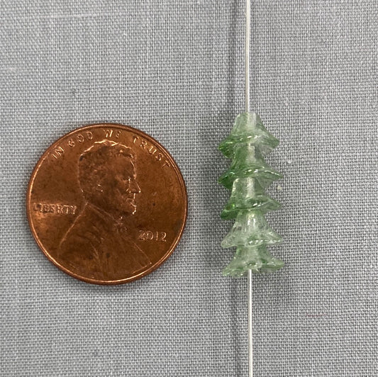 4x6mm Bell Flower - Green/Clear - qty 25