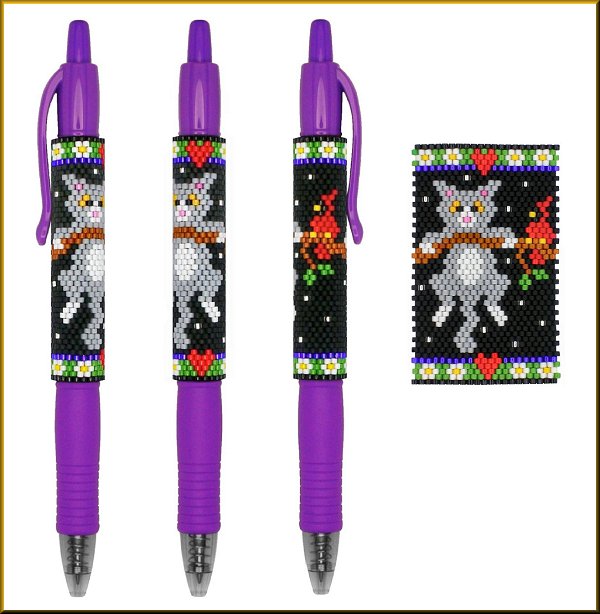 Gray Cat out on a Limb Pen Wrap Pattern - PDF