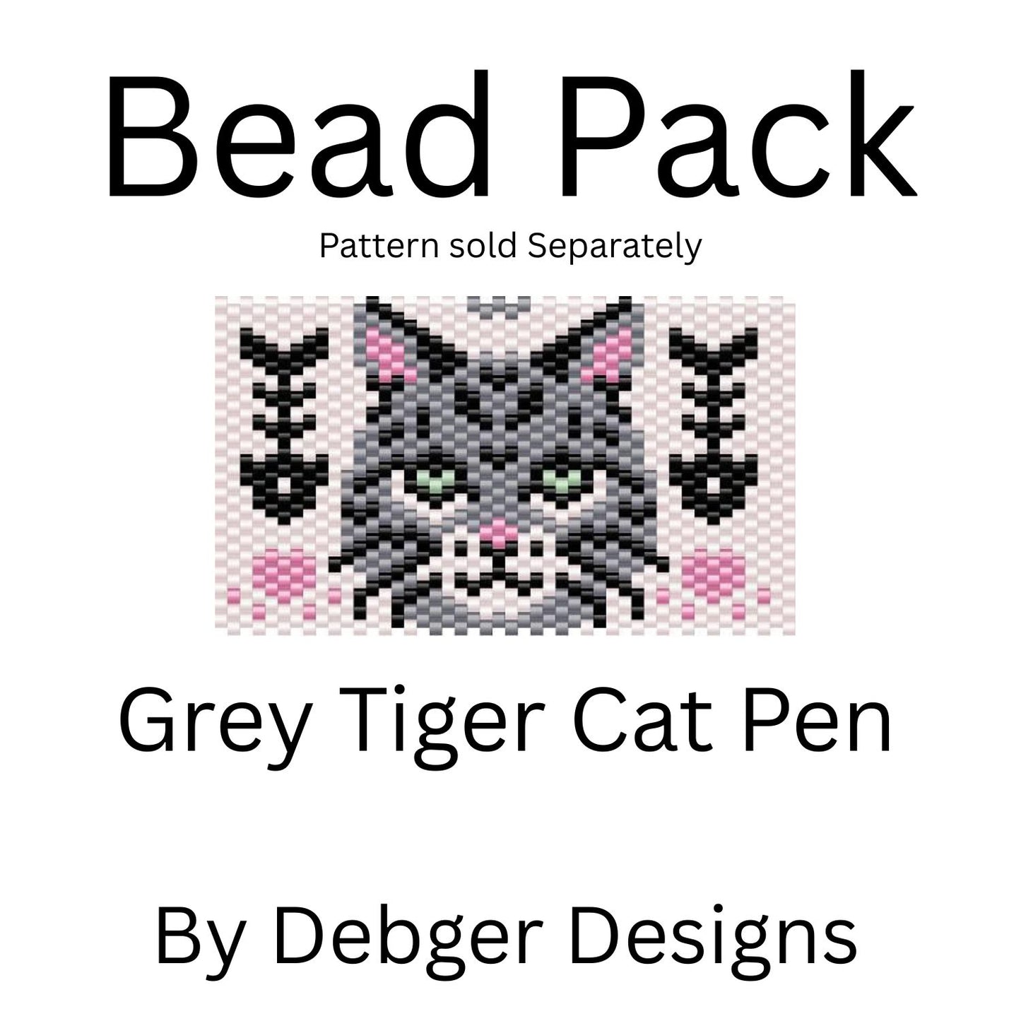Grey Tiger Cat Pen Bead Pack