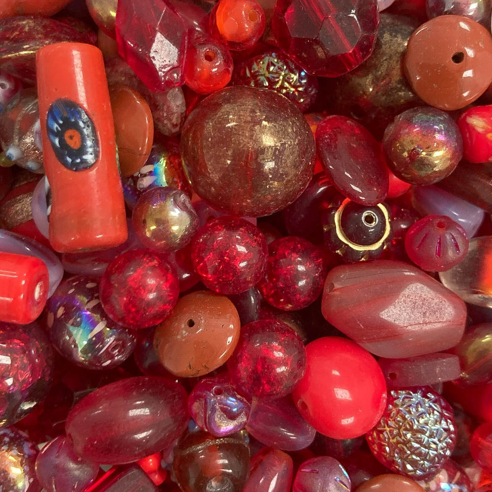 Crimson & Ruby - Big Glass Beads Mix - 4oz