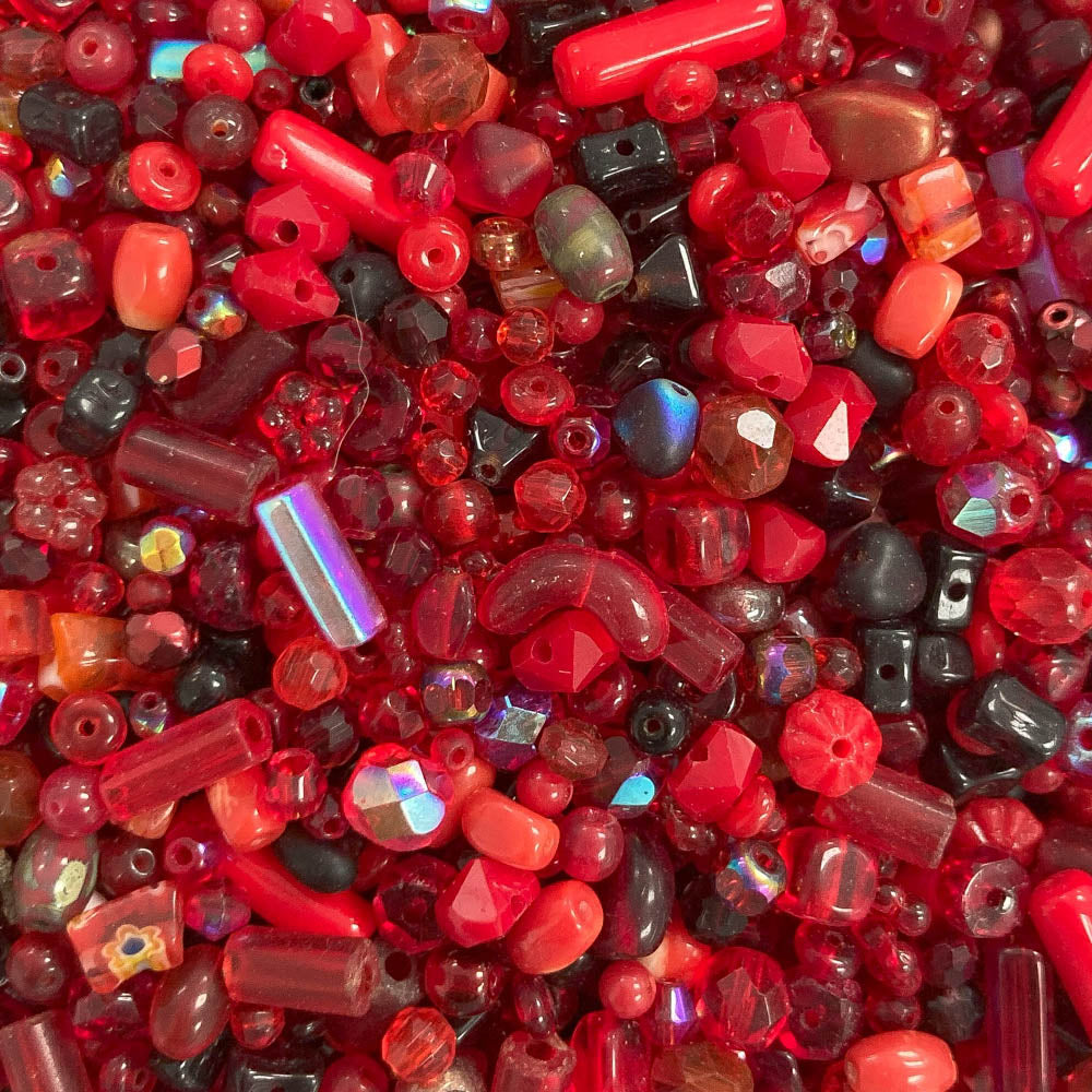 Crimson & Ruby - Small Glass Beads Mix - 2oz