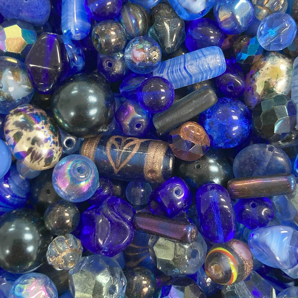 Denim & Indigo - Big Glass Beads Mix - 4oz