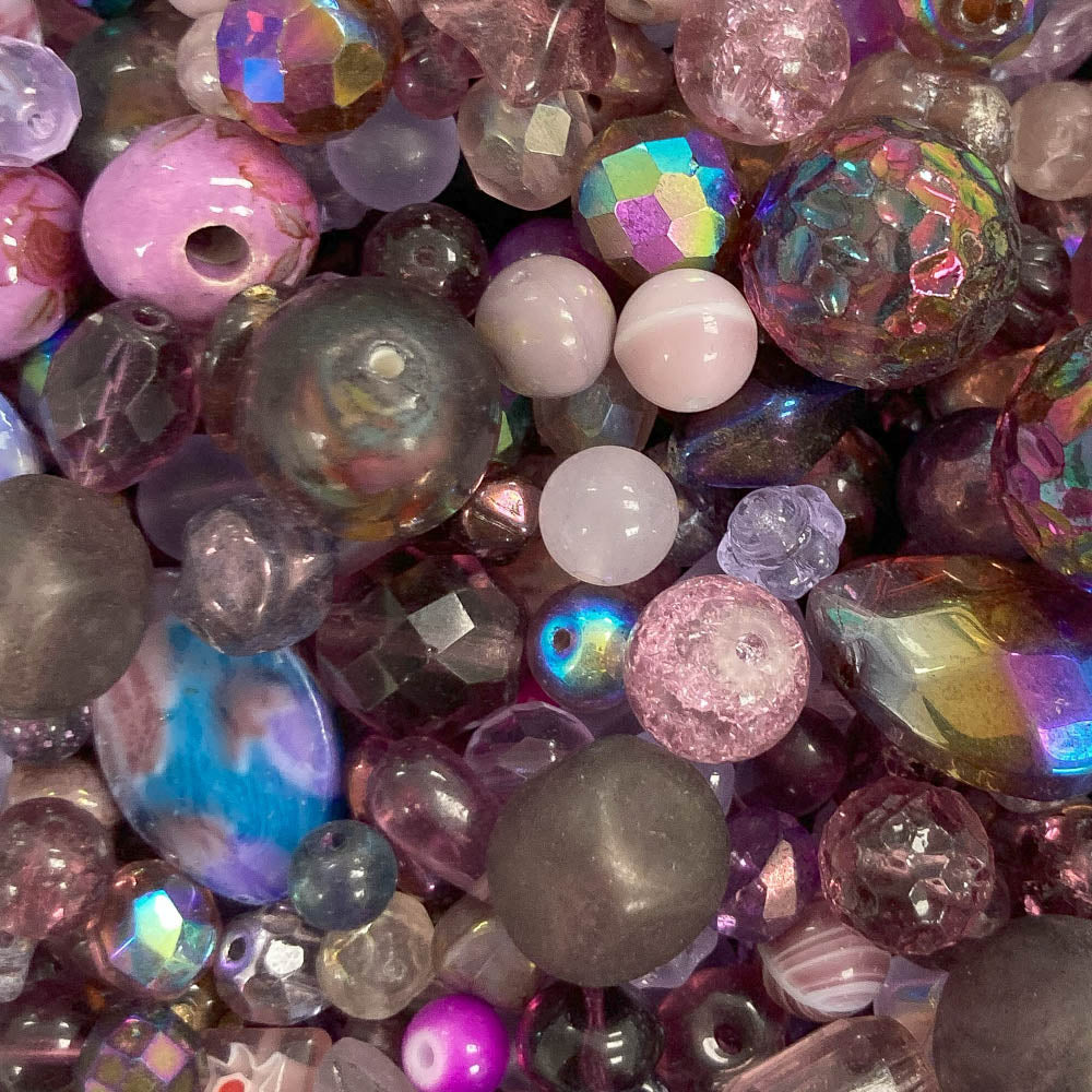 Orchid & Grape - Big Glass Beads Mix - 4oz