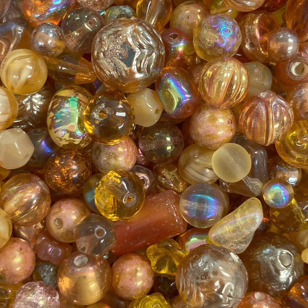 Topaz & Amber - Big Glass Beads Mix - 4oz