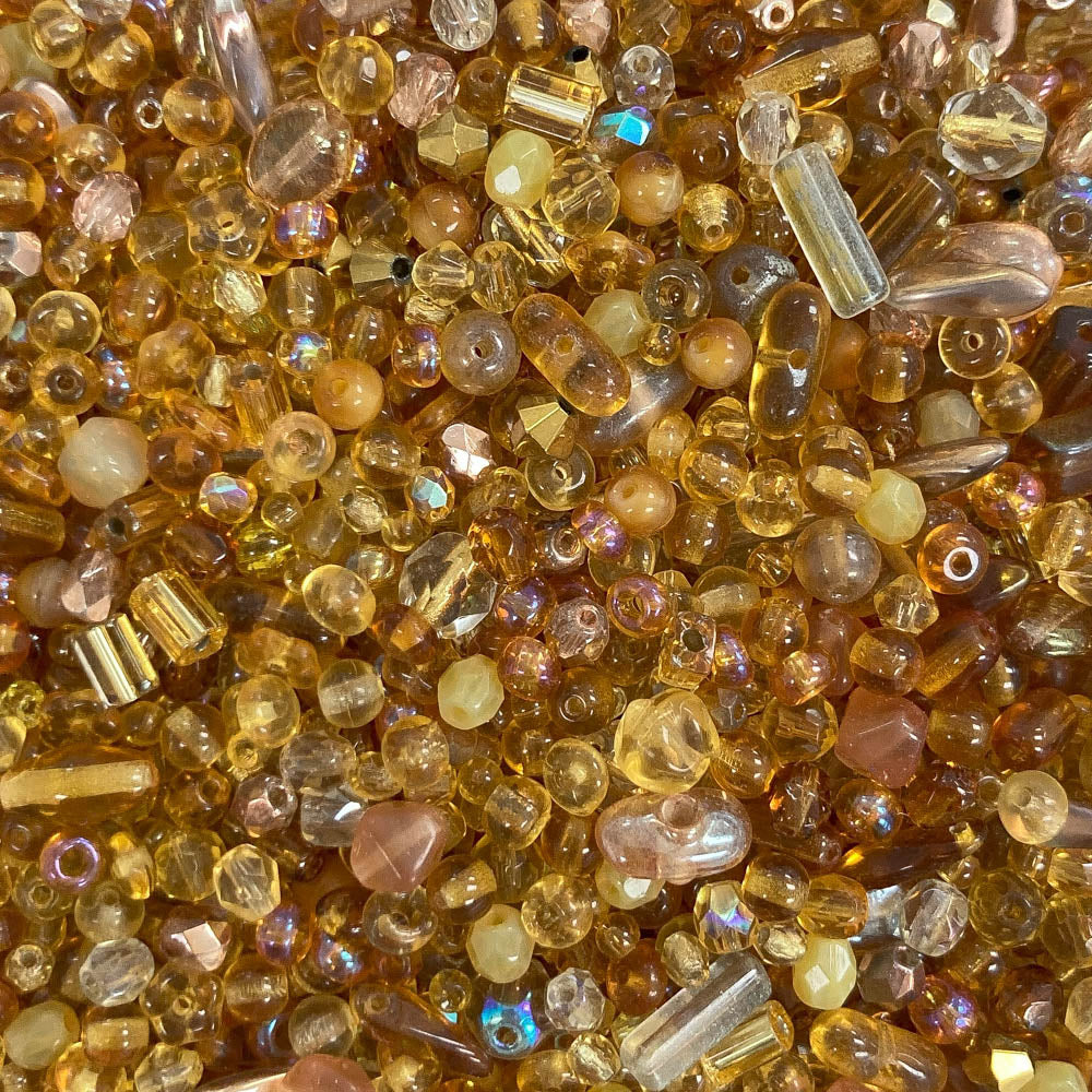 Topaz & Amber - Small Glass Beads Mix - 2oz