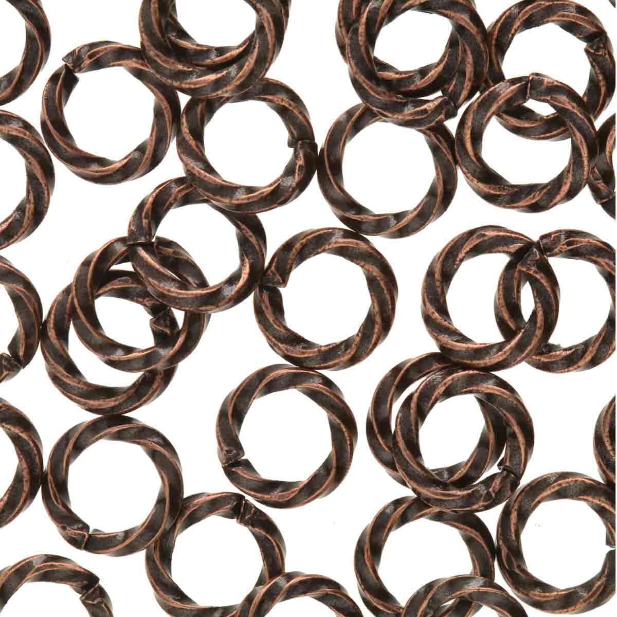6mm Twisted Jump Ring - Antique Copper - qty 144
