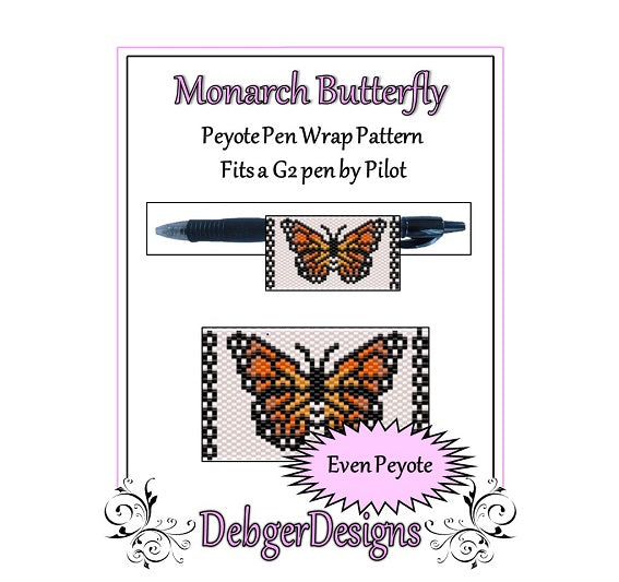 Monarch Butterfly Pen Wrap Pattern - PDF