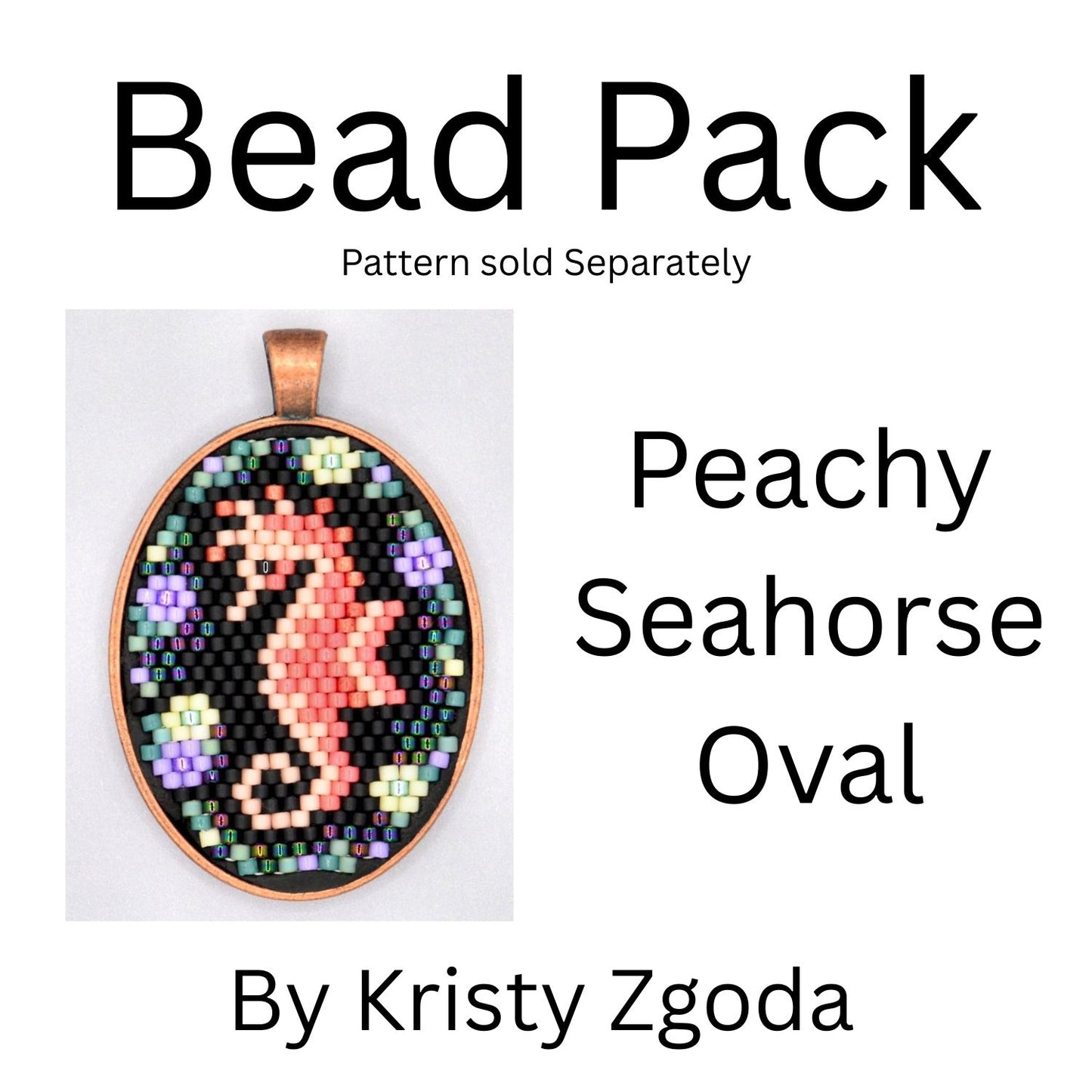 Peachy Seahorse Oval Bead Pack