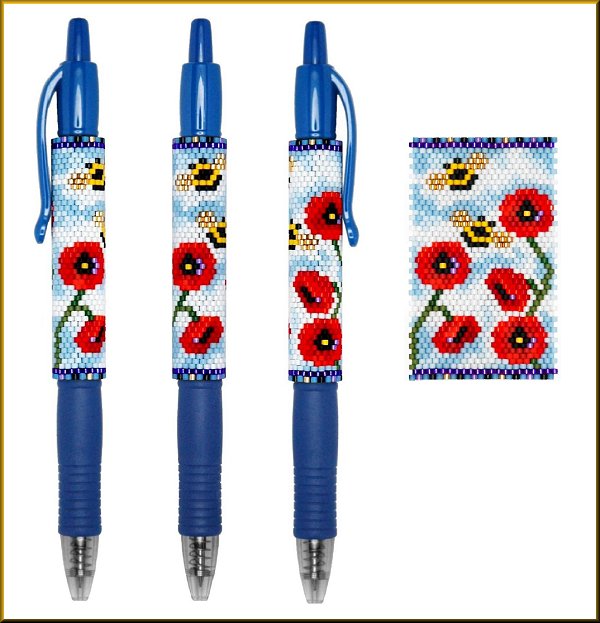 Poppy Field of Bees Pen Wrap Pattern - PDF