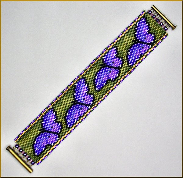 Purple Butterfly Garden Bracelet Pattern - PDF