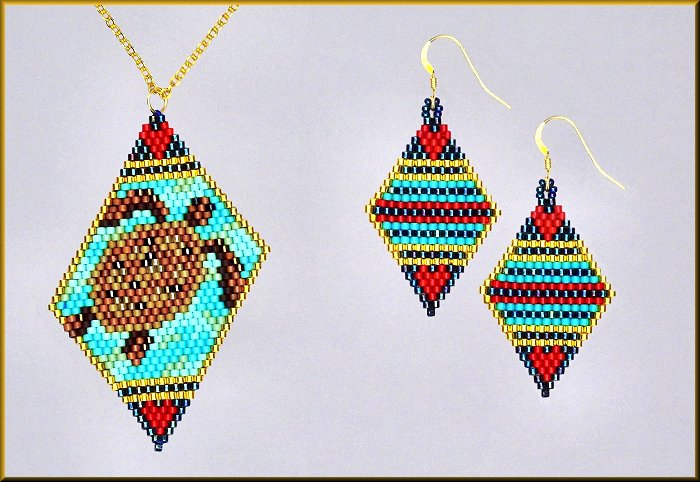 Sea Turtle Pendant and Earring Pattern - PDF