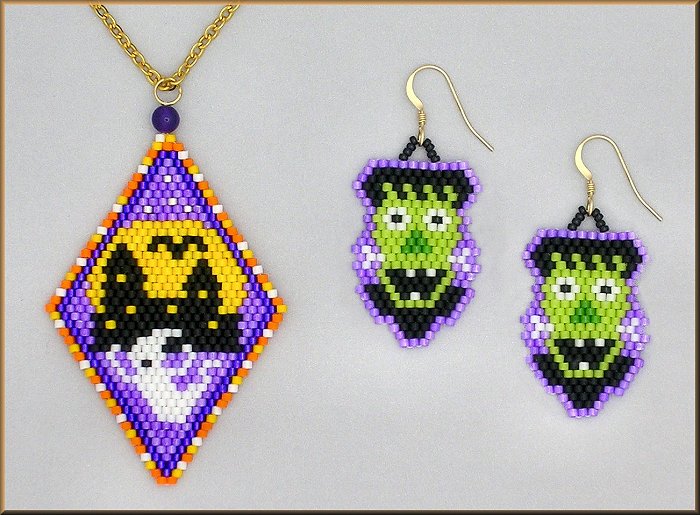 Spooky Oh My Pendant and Earring Pattern - PDF