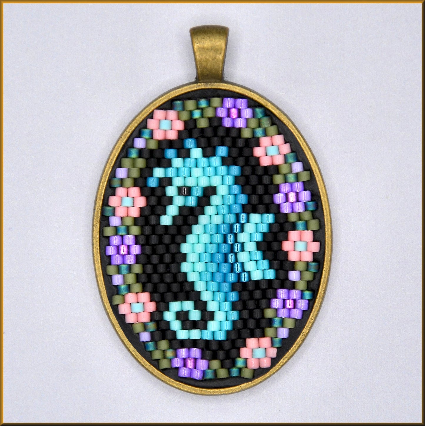 Turquoise Seahorse Oval Pattern - PDF