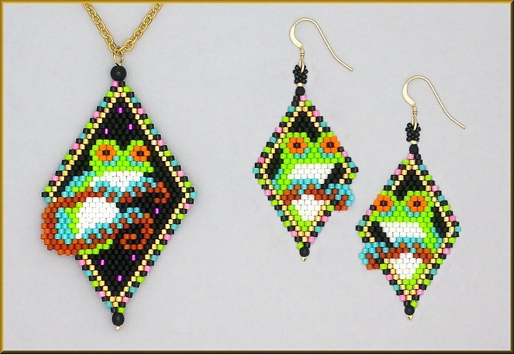 Twilight Whisper Frog Pendant and Earring Pattern - PDF