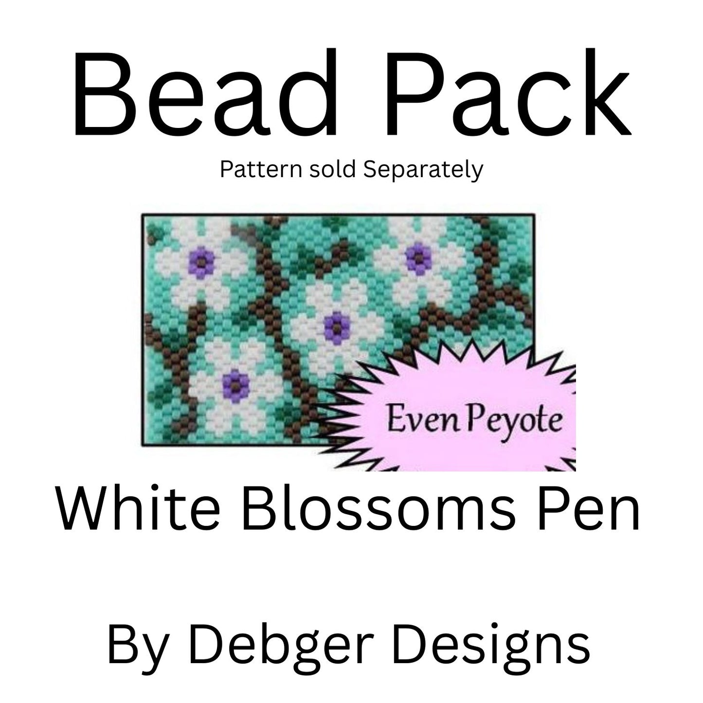 White Blossoms Pen Bead Pack