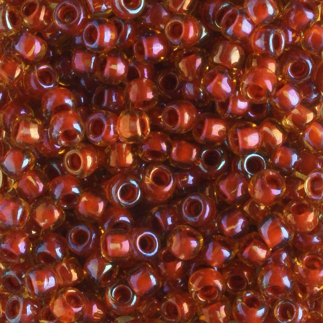 8/0 Color Lined Jonquil Brick Red - 10 grams