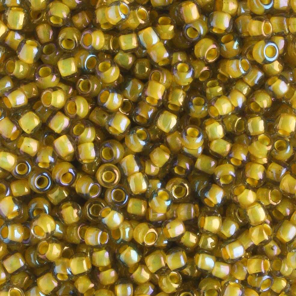 11/0 Color Lined Black Diamond Yellow - 10 grams