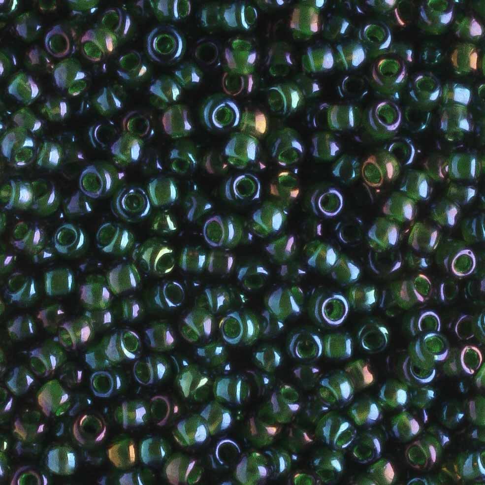 11/0 Color Lined Rainbow Montana Blue Green - 10 grams