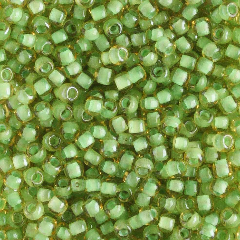 11/0 Color Lined Jonquil Mint Julep - 10 grams