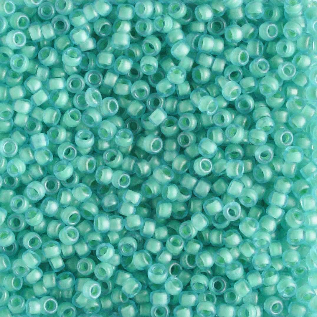 15/0 Color Lined Aqua/Light Jonquil - 5 grams