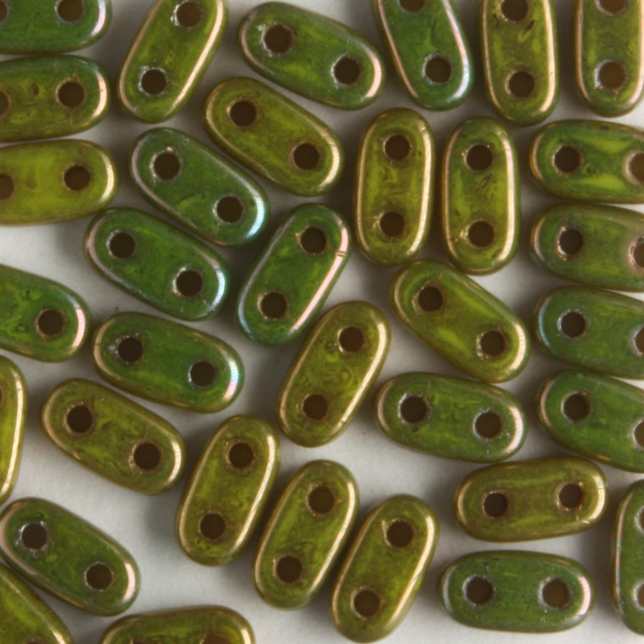 2 Hole Bar Oxidized Bronze Chartreuse - 10 grams