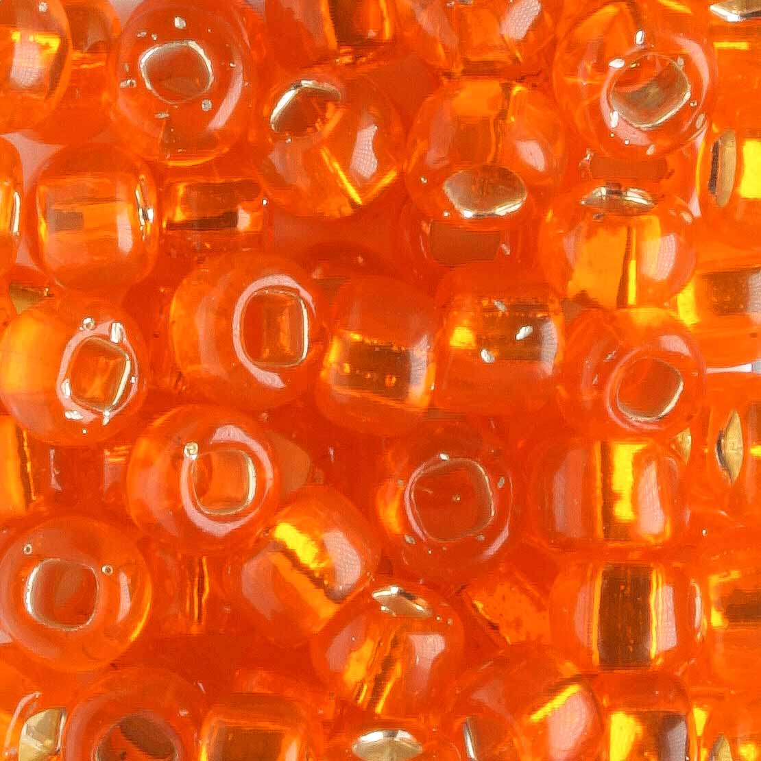 3/0 Silver Lined Square Hole Dark Orange - 10 grams