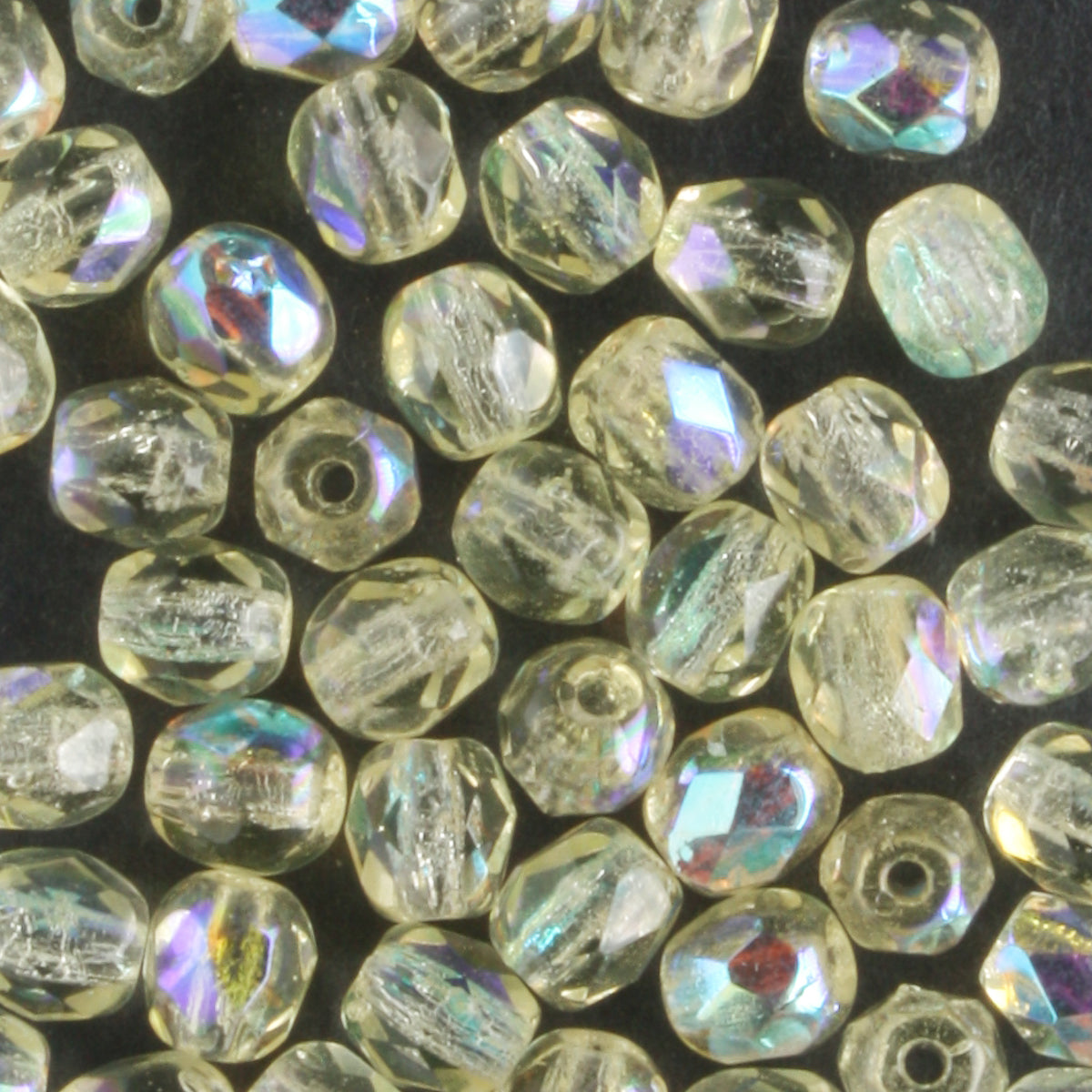 4mm Round Fire Polish Jonquil AB - 100 beads