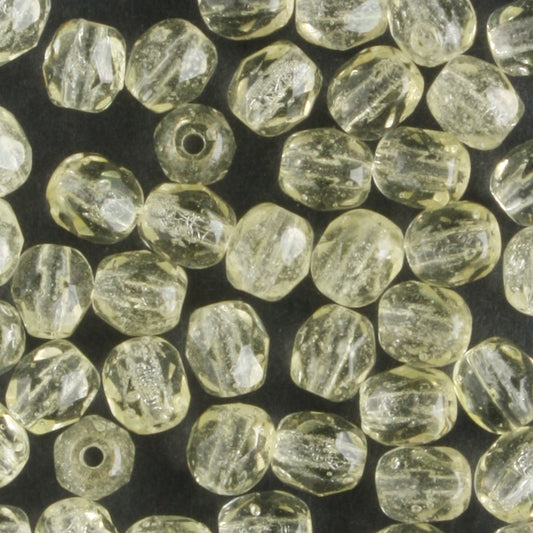 4mm Round Fire Polish Light Jonquil - 100 beads
