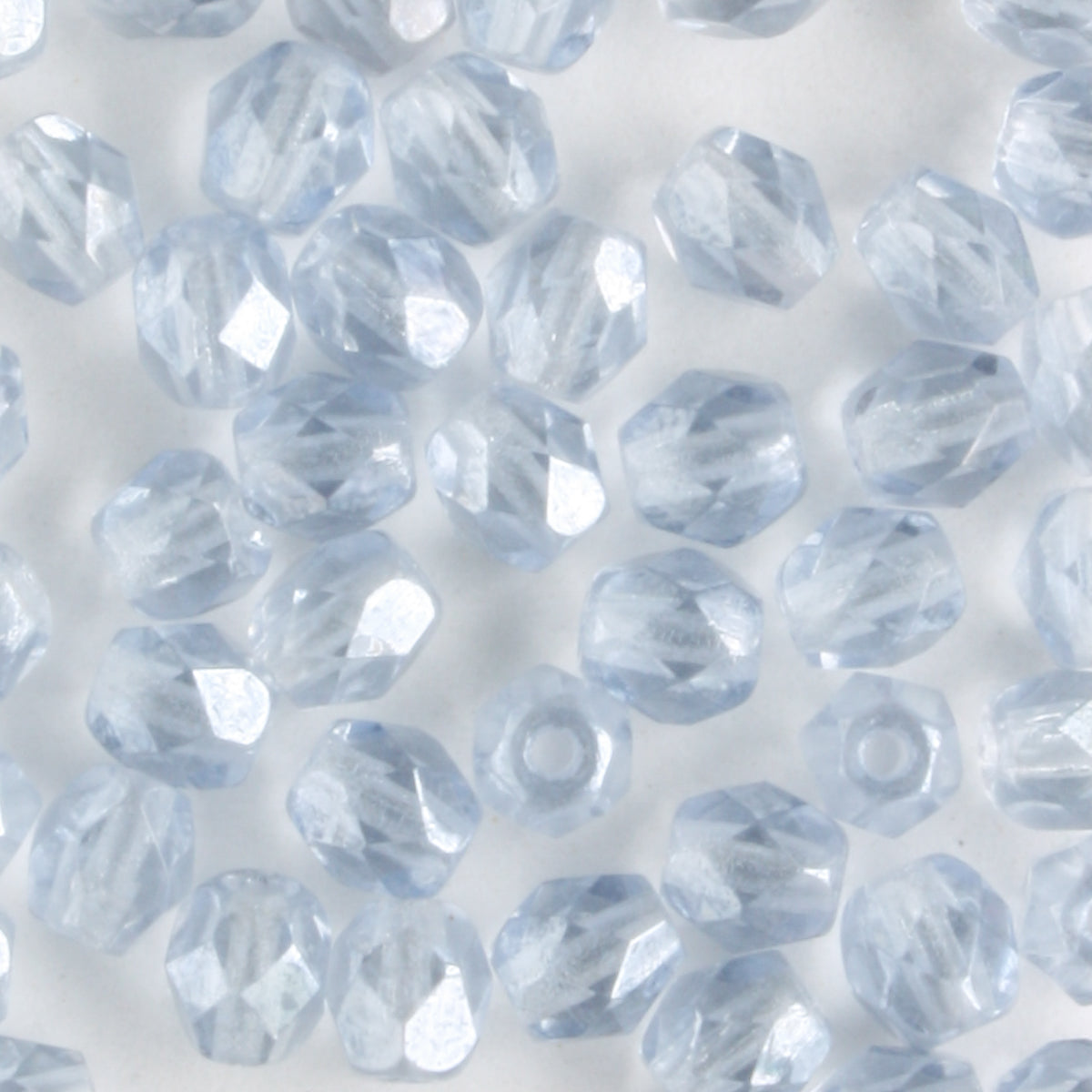 4mm Round Fire Polish Light Sapphire Luster - 100 beads