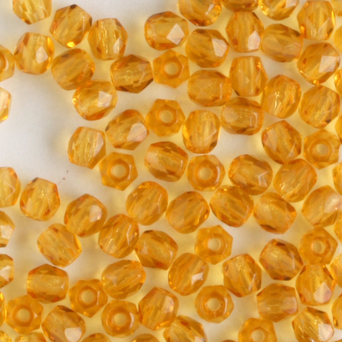 3mm Round Fire Polish Amber - 100 beads