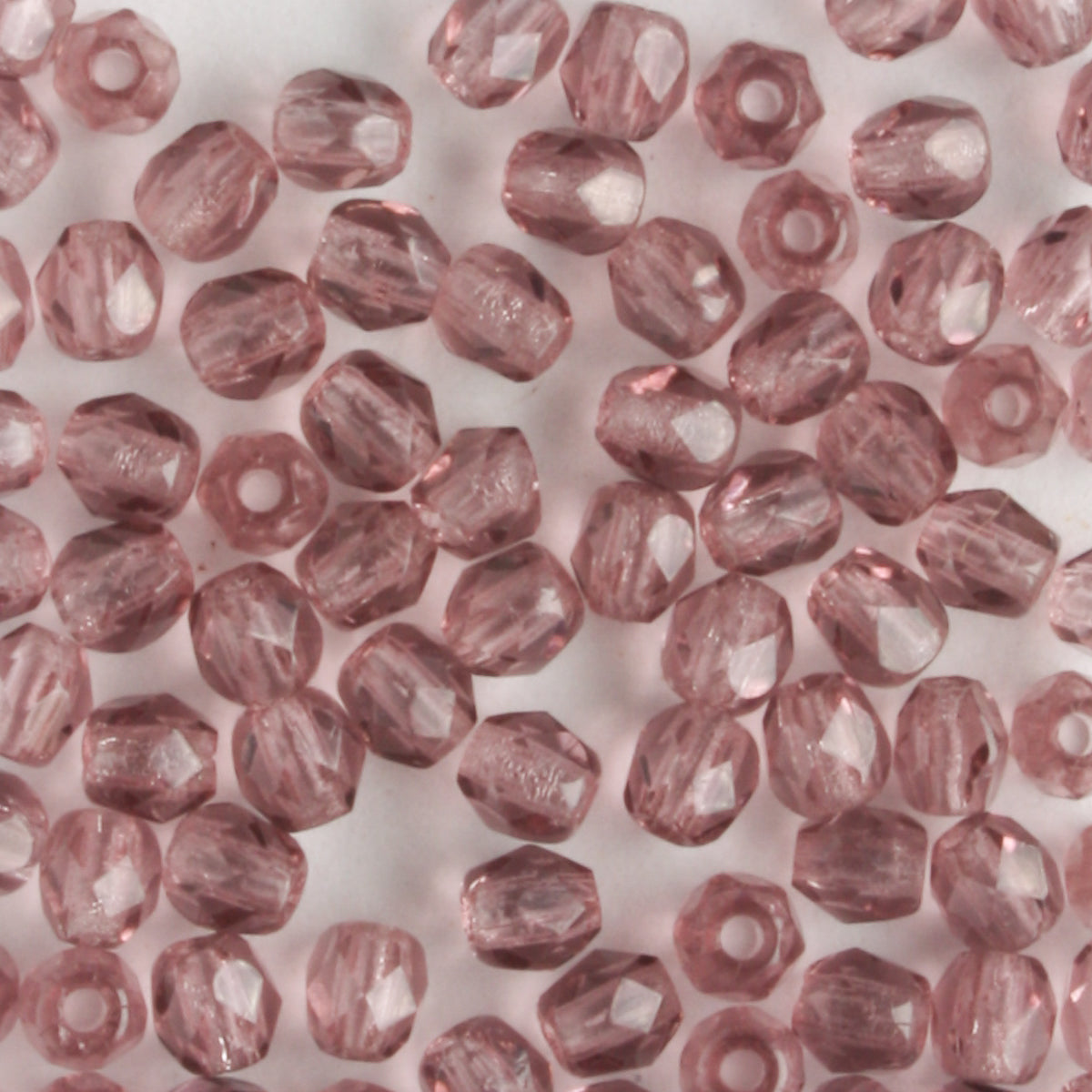 3mm Round Fire Polish Medium Amethyst - 100 beads