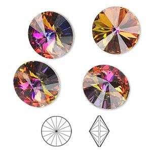 14mm Rivoli Crystal Volcano - pair